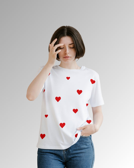 Oversized T-Shirt with Handcrafted Heart Art | Waterproof Color & Fabric | Unisex Cotton Tee | Dino Trends